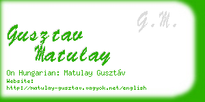 gusztav matulay business card